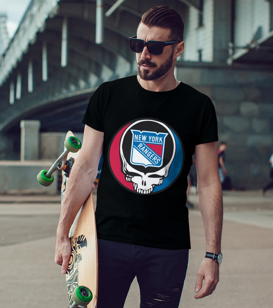 New York Rangers Grateful Dead Steal Your Face Skull Logo Fan T-Shirt