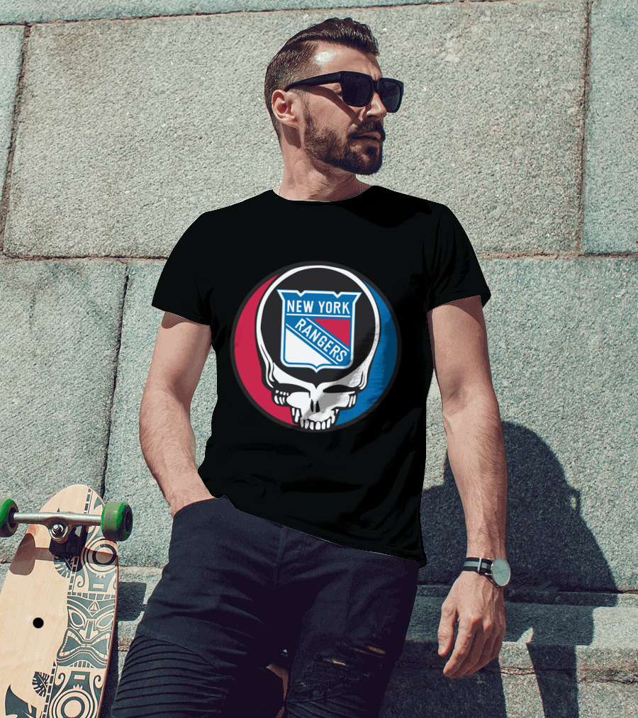New York Rangers Grateful Dead Steal Your Face Skull Logo Fan T-Shirt