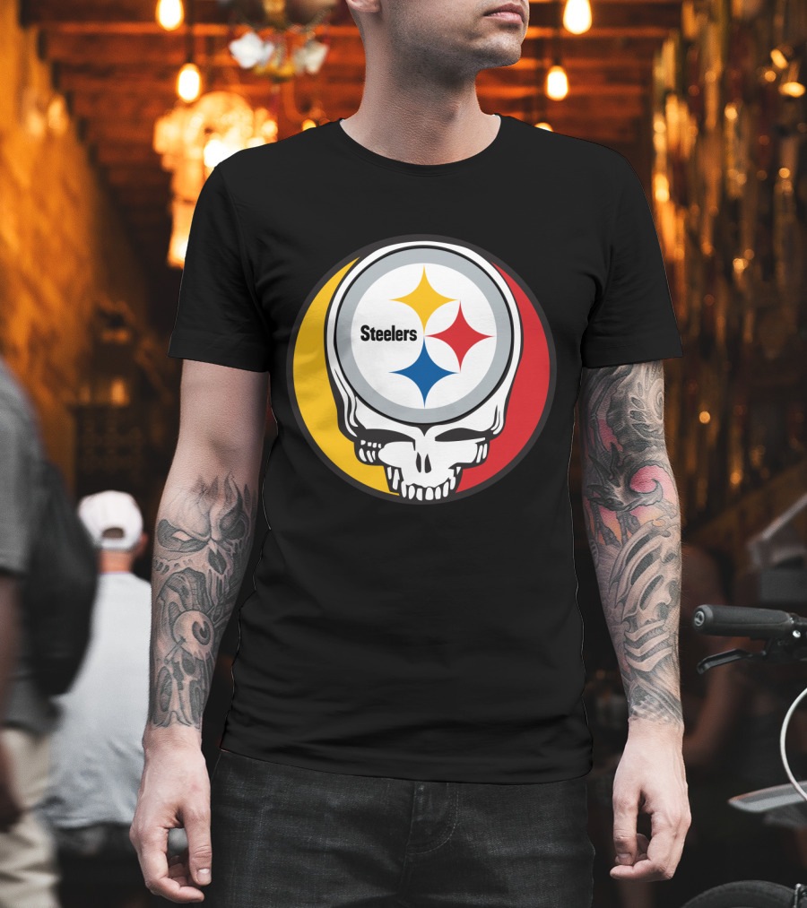 Steelers Logo In Grateful Dead Skull Mashup For Pittsburgh Fans T-Shirt