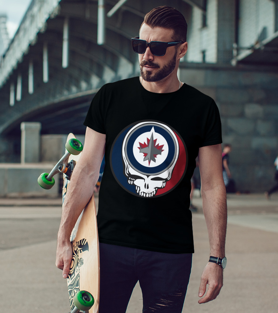 Grateful Dead Skull With Winnipeg Jets Logo For Fans T-Shirt