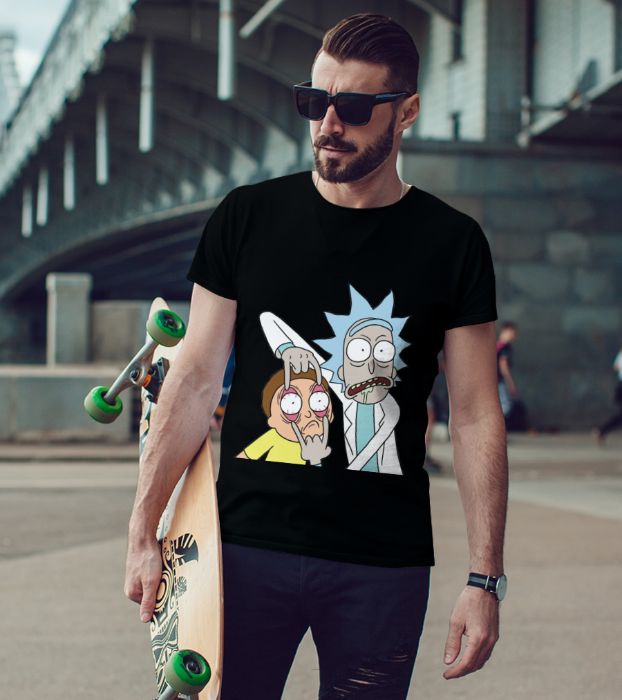 Rick And Morty Screaming Eye-Popping Gesture T-Shirt