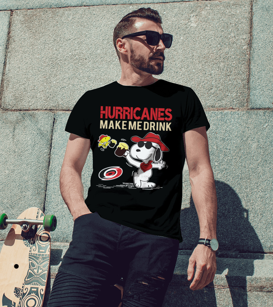 Snoopy Hurricanes Make Me Drink Carolina Hurricanes Fan Favorite T-Shirt