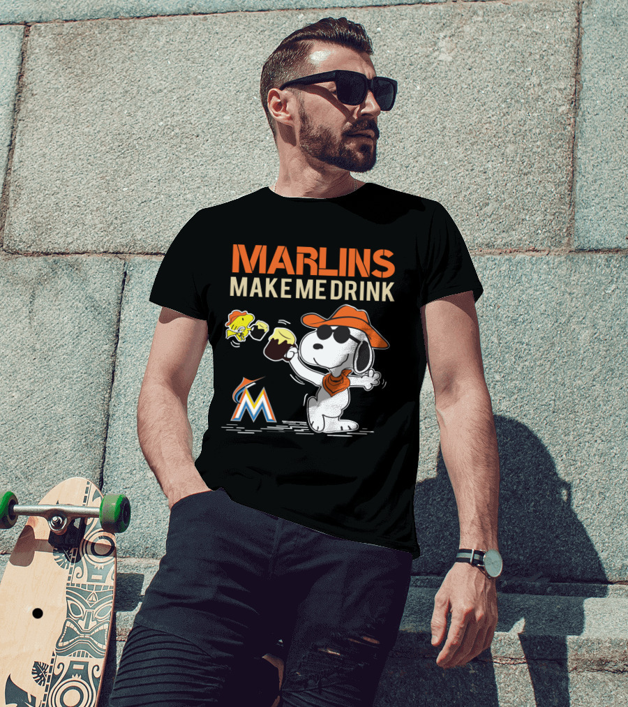 Marlins Make Me Drink Snoopy Miami Marlins Fans T-Shirt