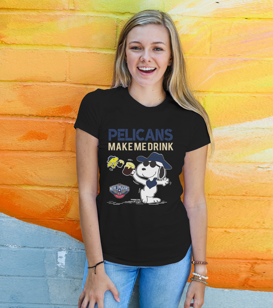 Pelicans Make Me Drink Snoopy New Orleans Pelicans Fans T-Shirt