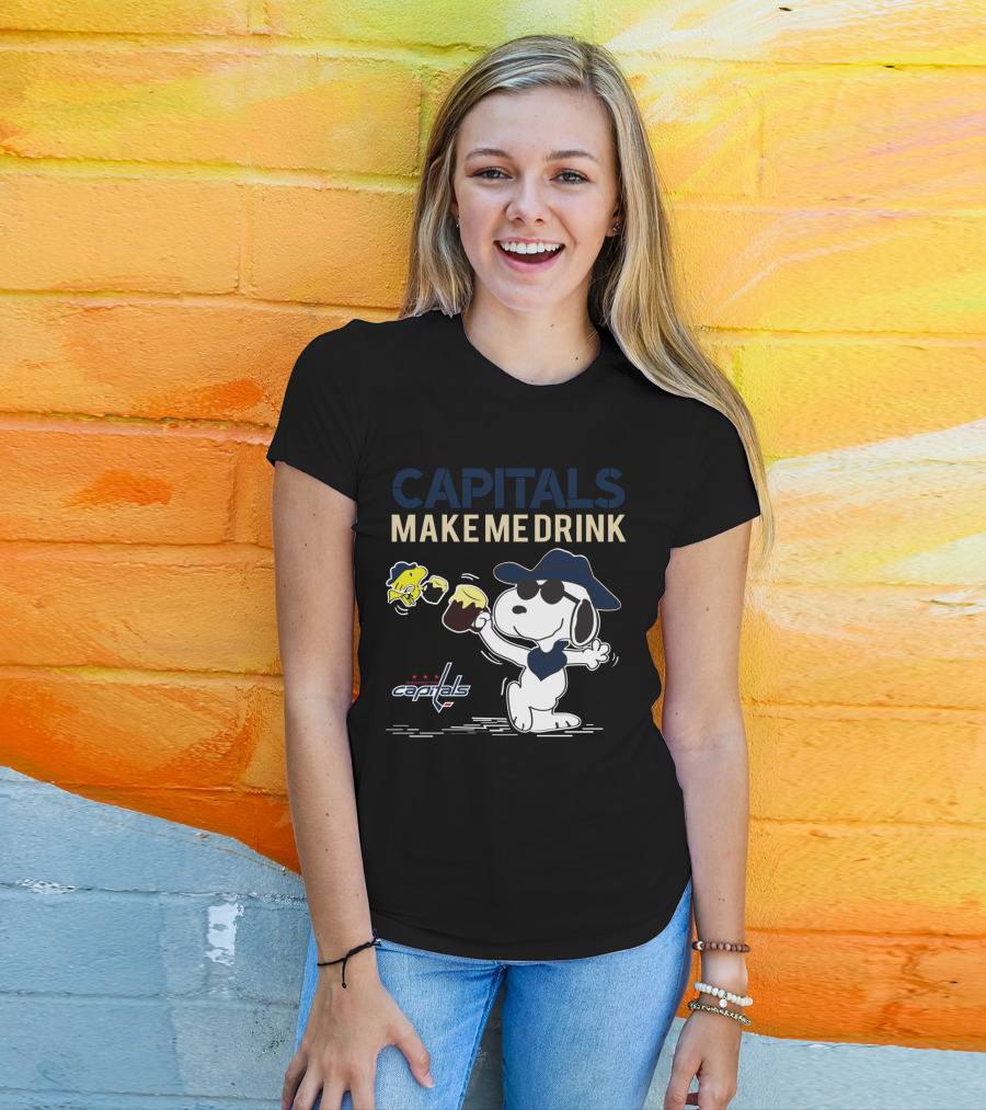 Snoopy Capitals Make Me Drink Washington Capitals Fans T-Shirt