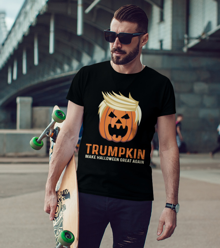 Trumpkin Make Halloween Great Again Pumpkin With Hair And Face T-Shirt