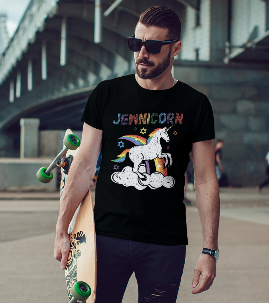 Jewnicorn Rainbow Star Of David Hanukkah Unicorn T-Shirt