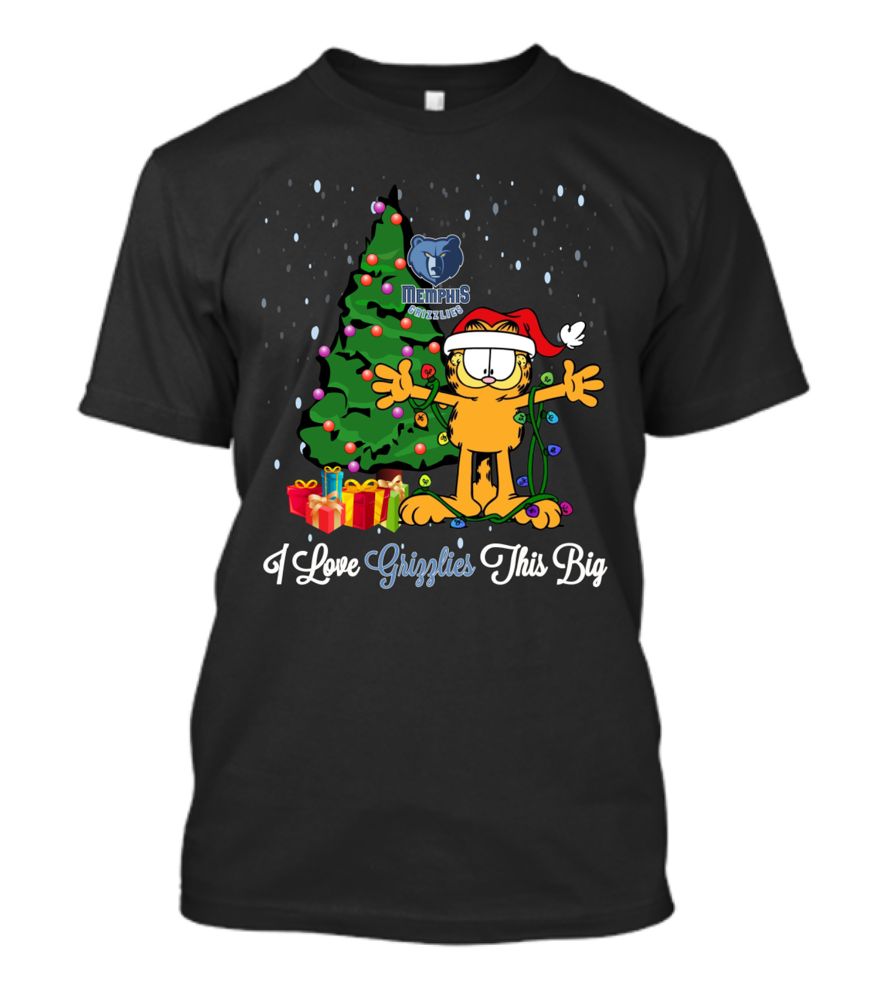 Memphis Grizzlies Christmas Garfield I Love Grizzlies This Big T-Shirt