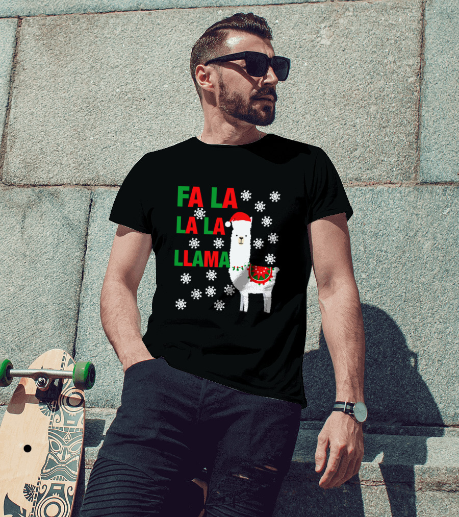 Fa La La La Llama Christmas Snowflake Holiday T-Shirt