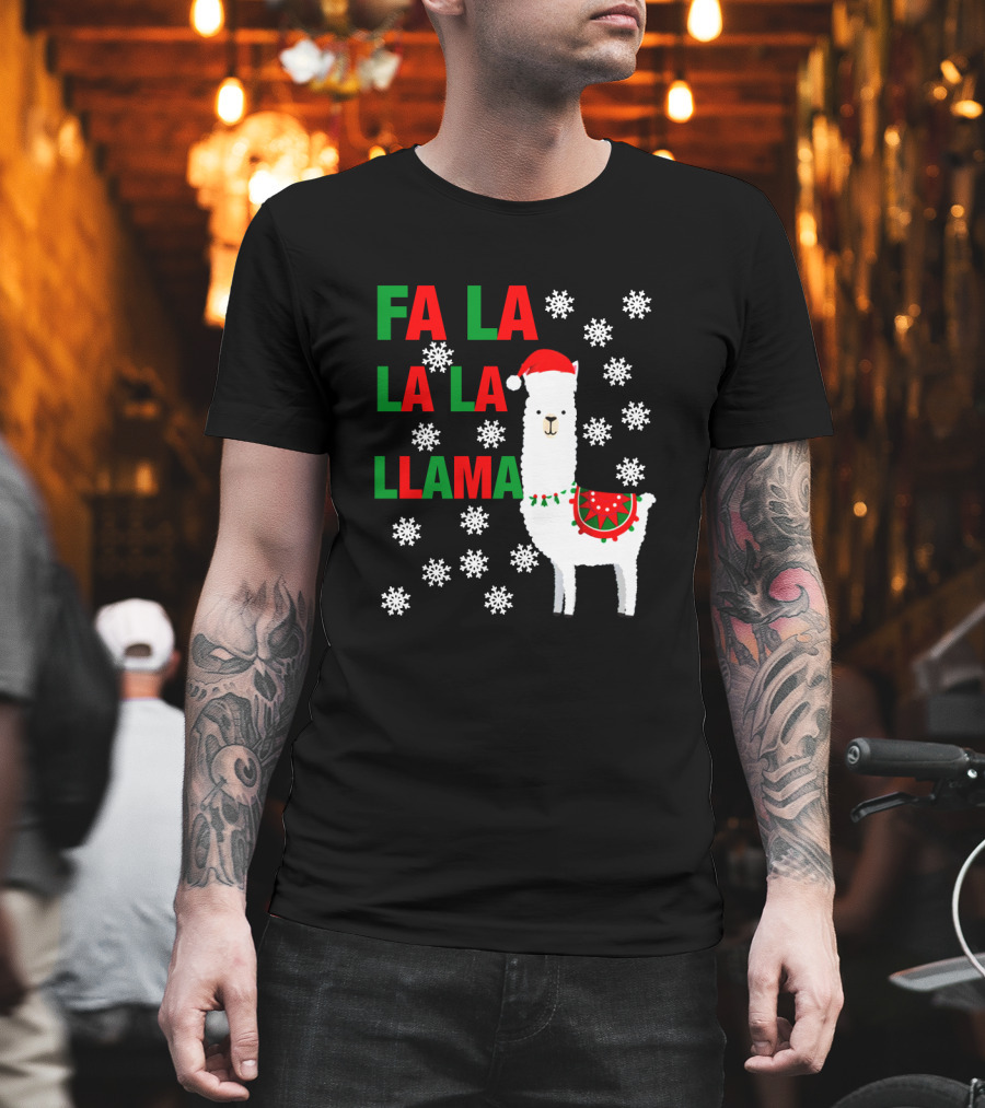 Fa La La La Llama Christmas Snowflake Holiday T-Shirt