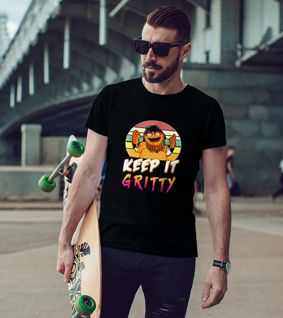 Keep It Gritty Vintage-Style Retro Colors With Orange Furry Character T-Shirt