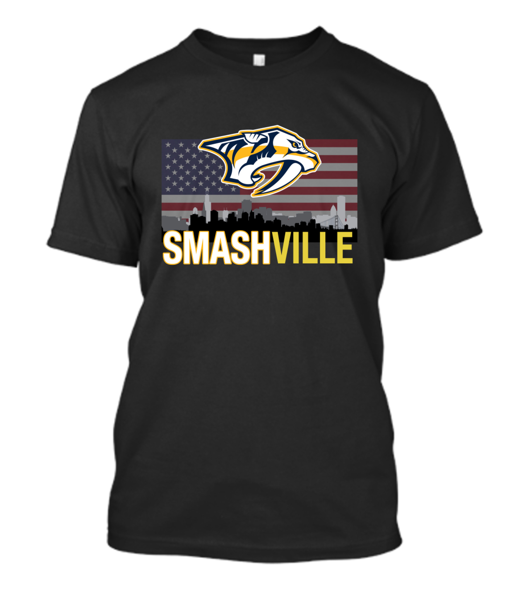Smashville Midnight Skyline American Flag Predators T-Shirt