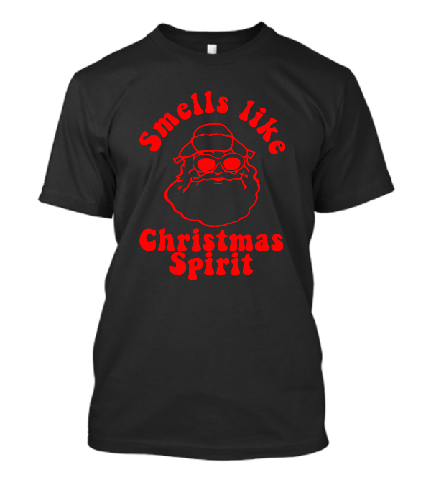 Smells Like Christmas Spirit Santa Claus Retro Red Outline T-Shirt