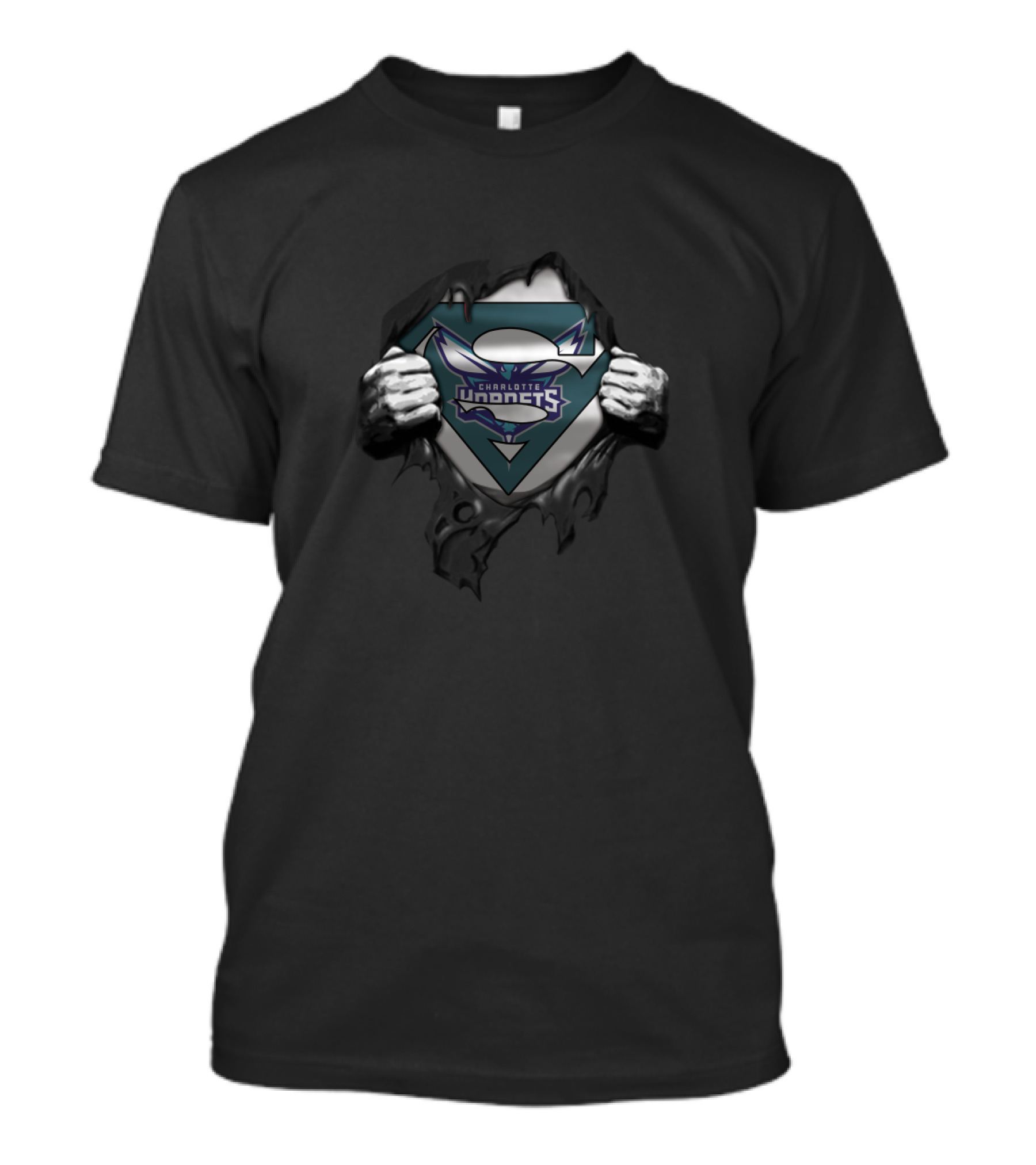 Charlotte Hornets Superman Logo Fan Crossover T-Shirt