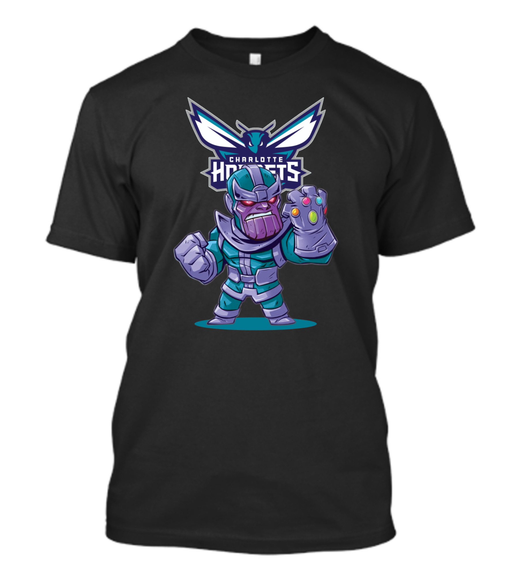 Thanos In Charlotte Hornets Colors With Hornets T-Shirt