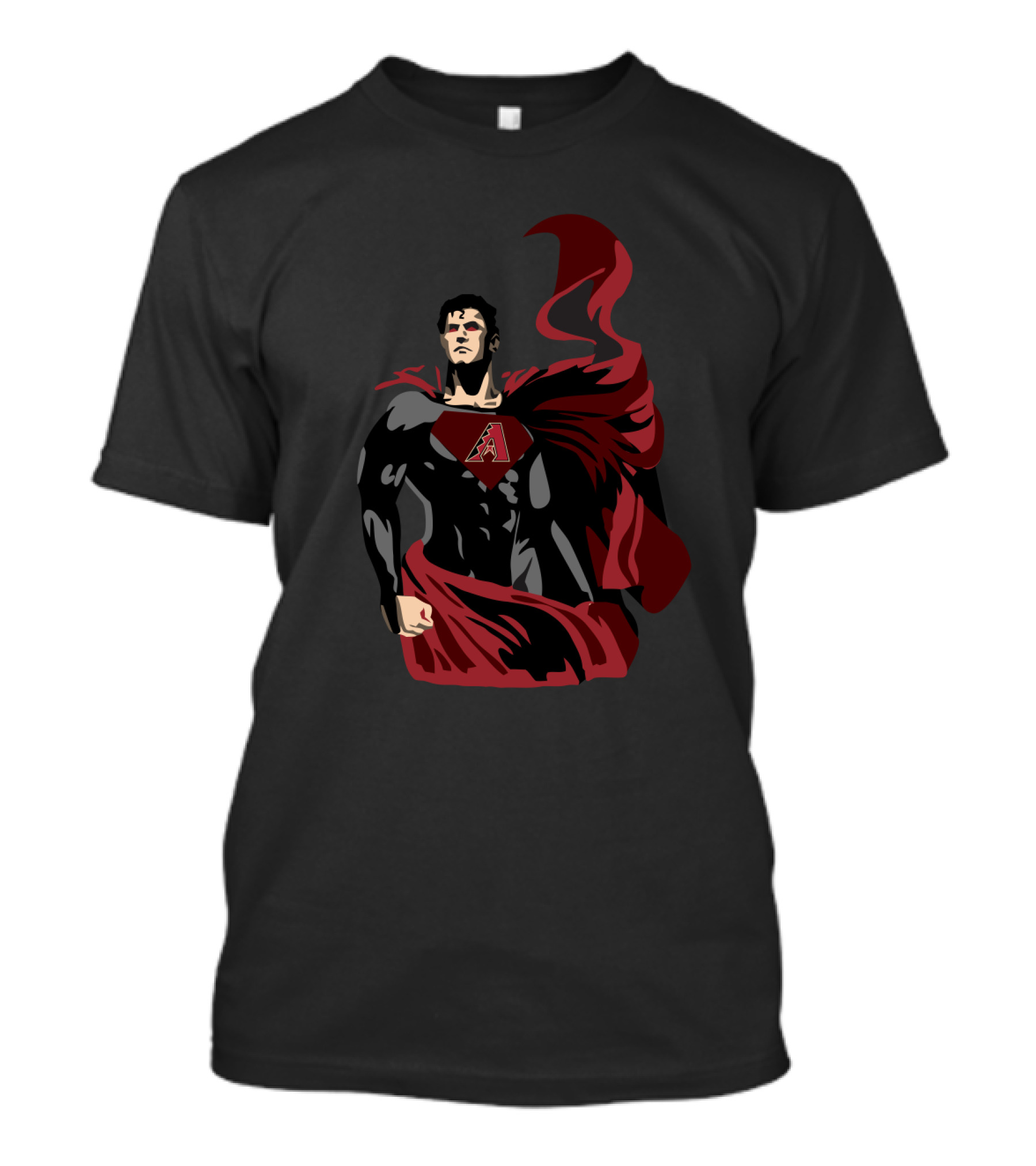 Superman Diamondbacks Logo Mashup With Red Cape And Dark Suit T-Shirt