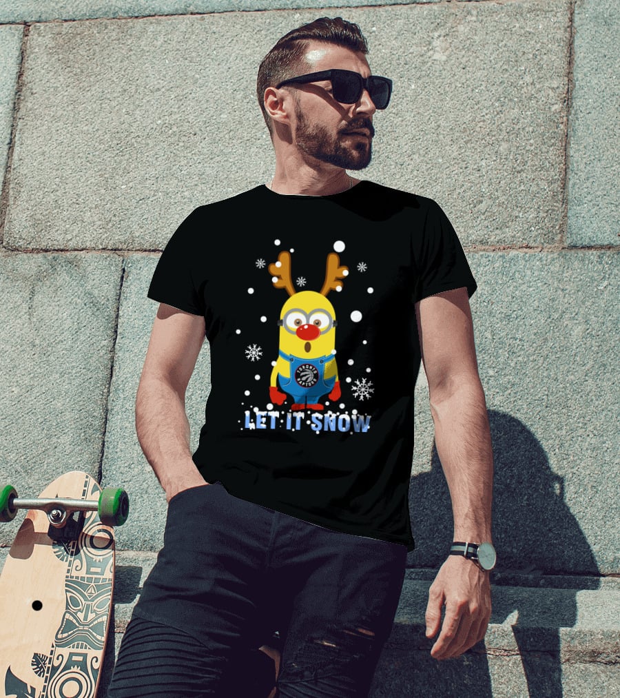 Let It Snow Toronto Raptors Minion Reindeer Fan Christmas T-Shirt