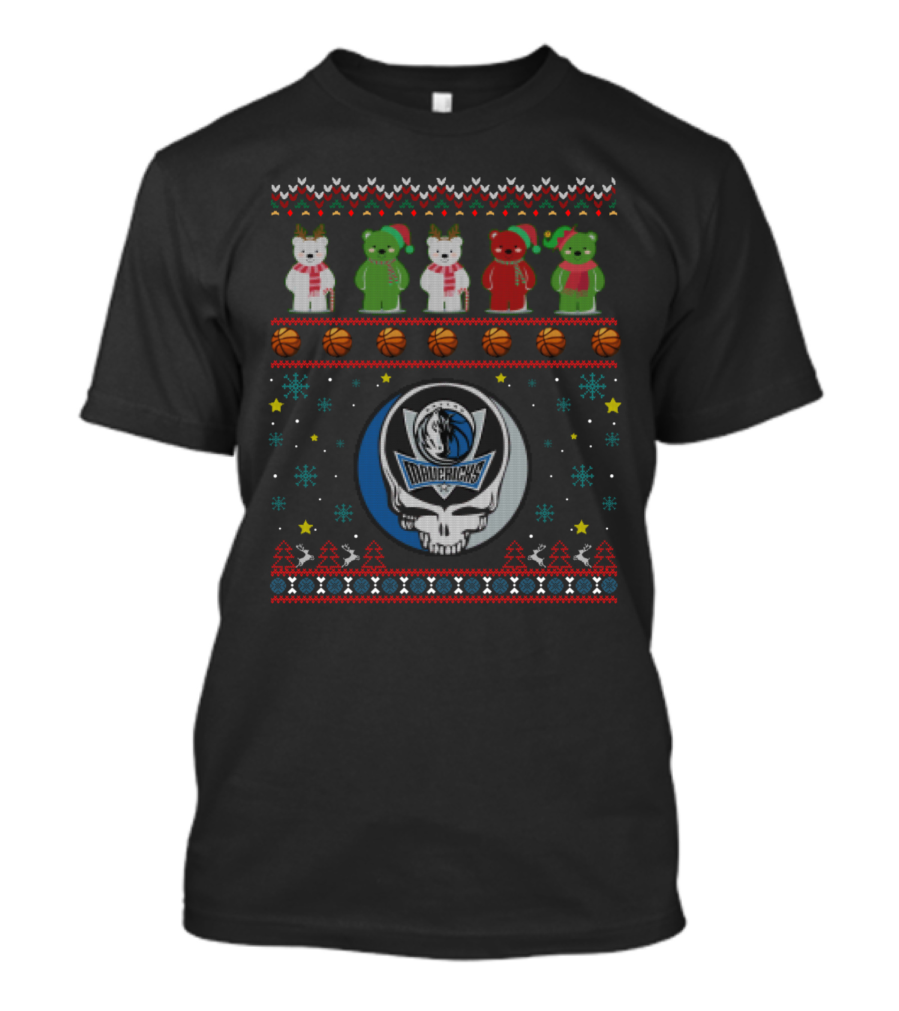 Dallas Mavericks Grateful Dead Bears Christmas T-Shirt