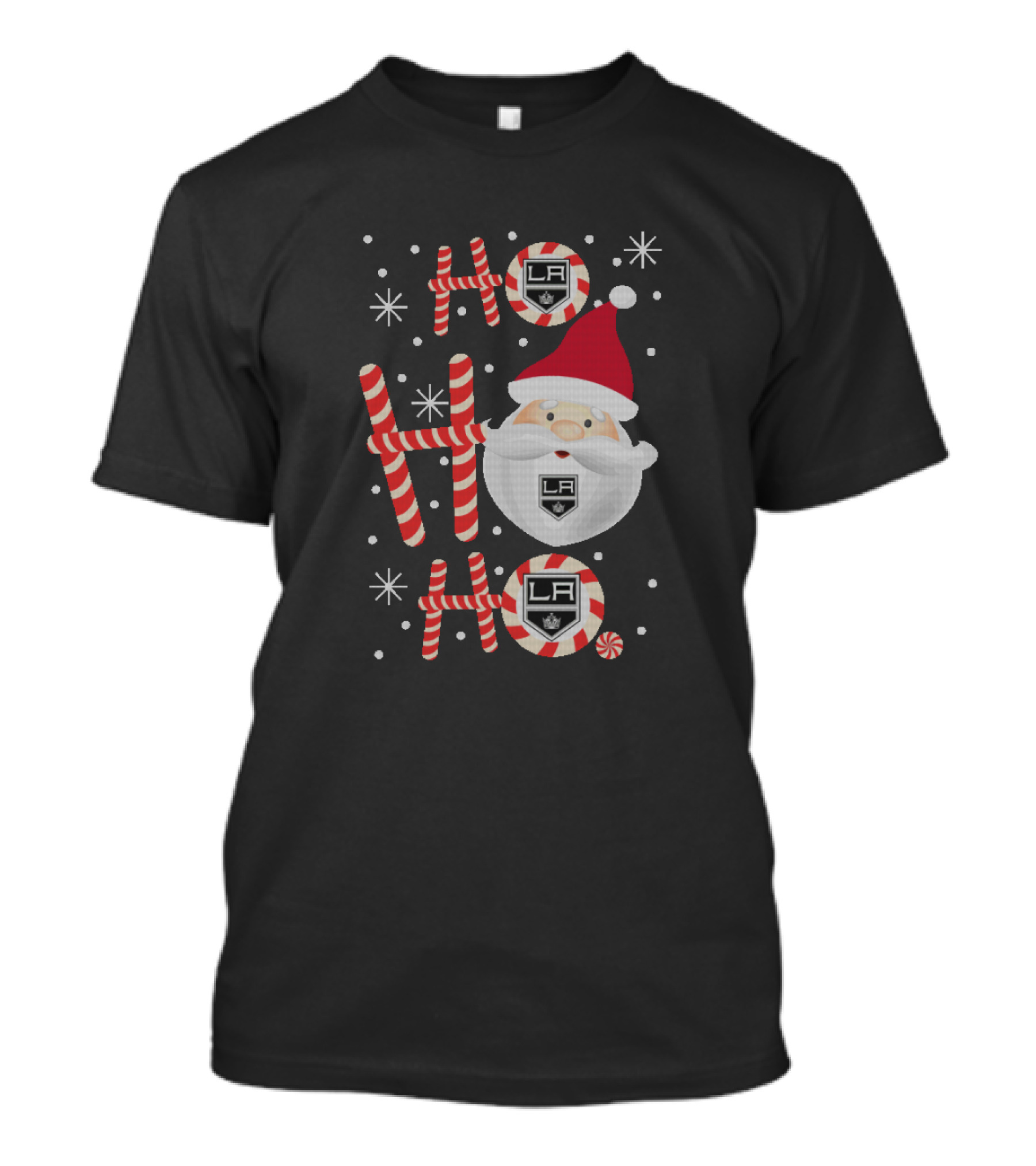Ho Ho Ho Christmas LA Kings Santa Candy Cane T-Shirt