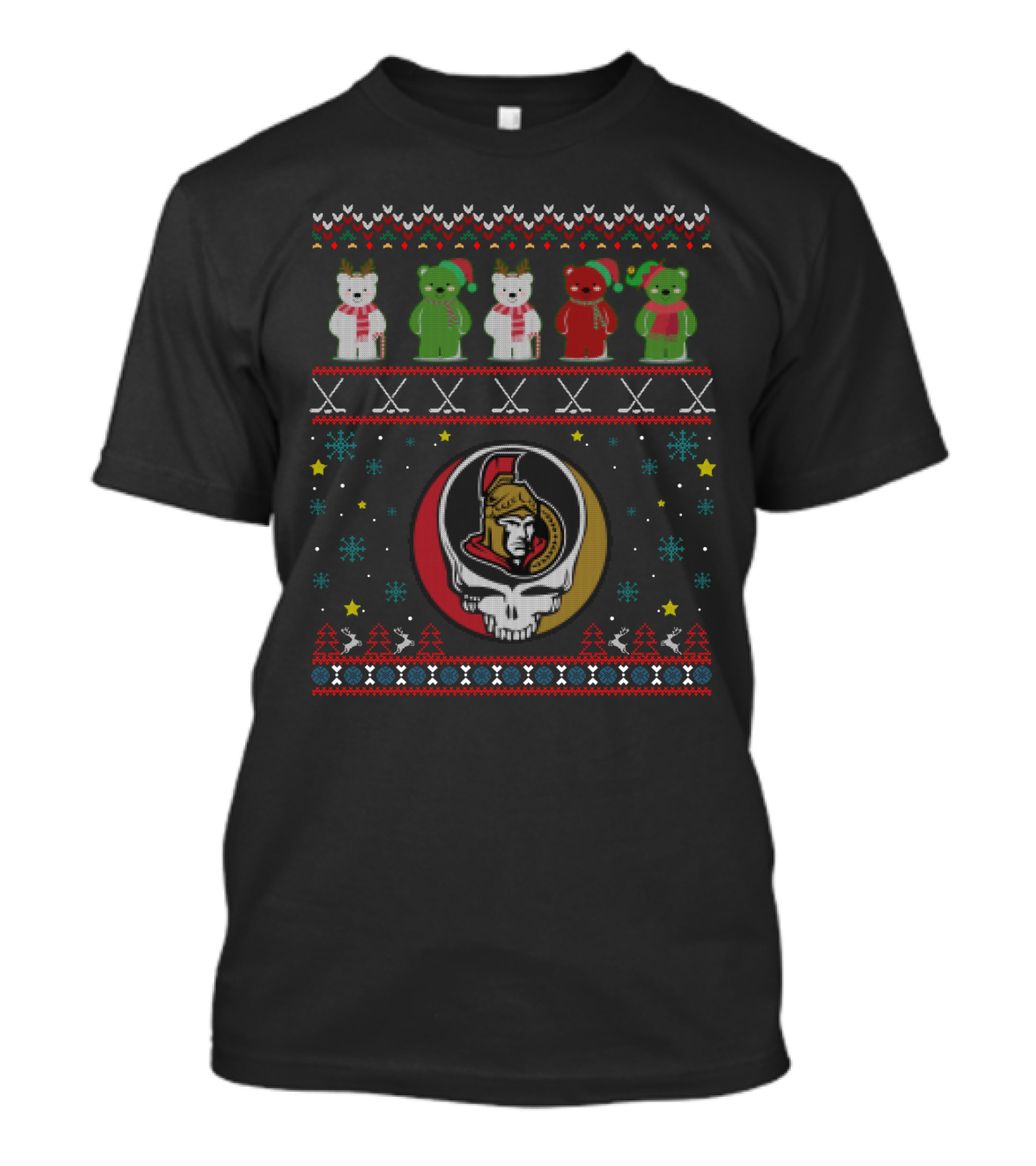 Ottawa Senators Grateful Dead Bears Holiday T-Shirt