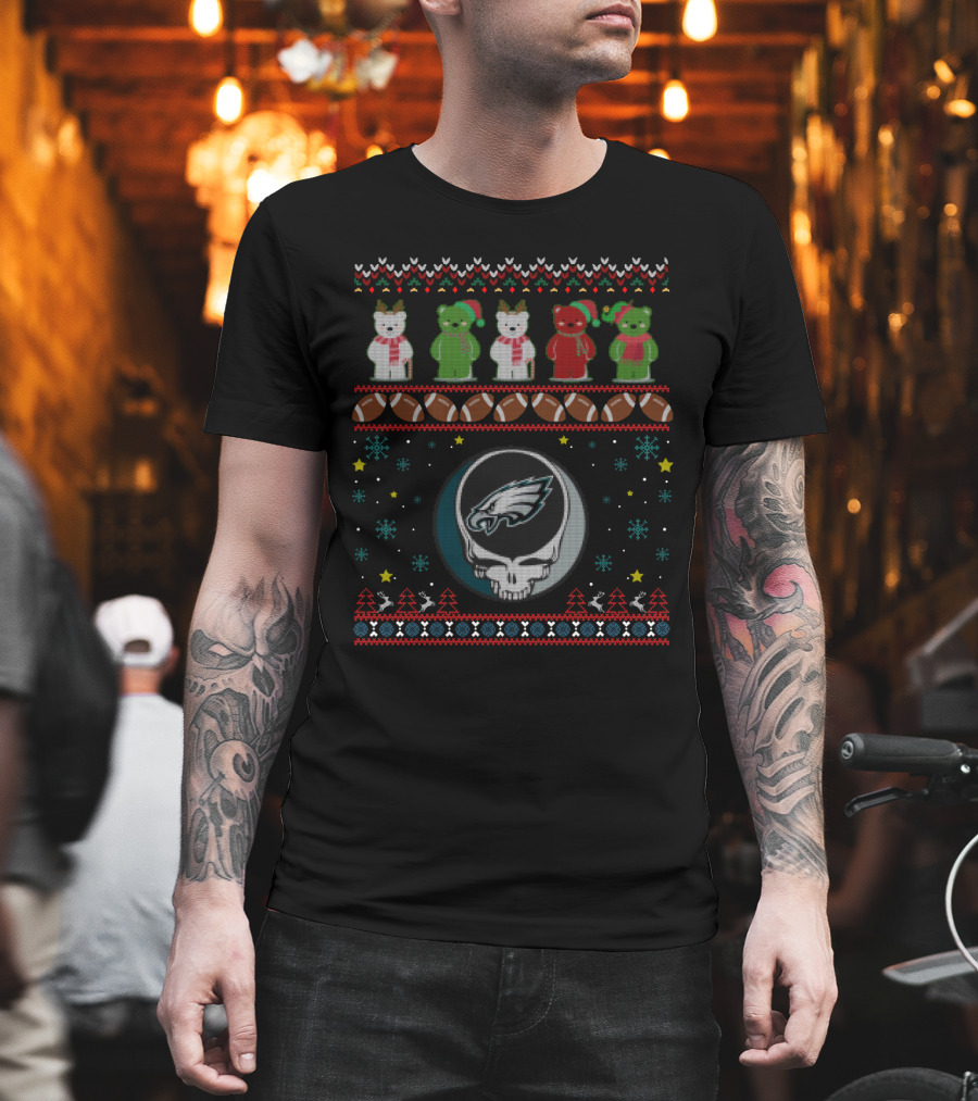 Philadelphia Eagles Grateful Dead Christmas Bears Football Festive T-Shirt