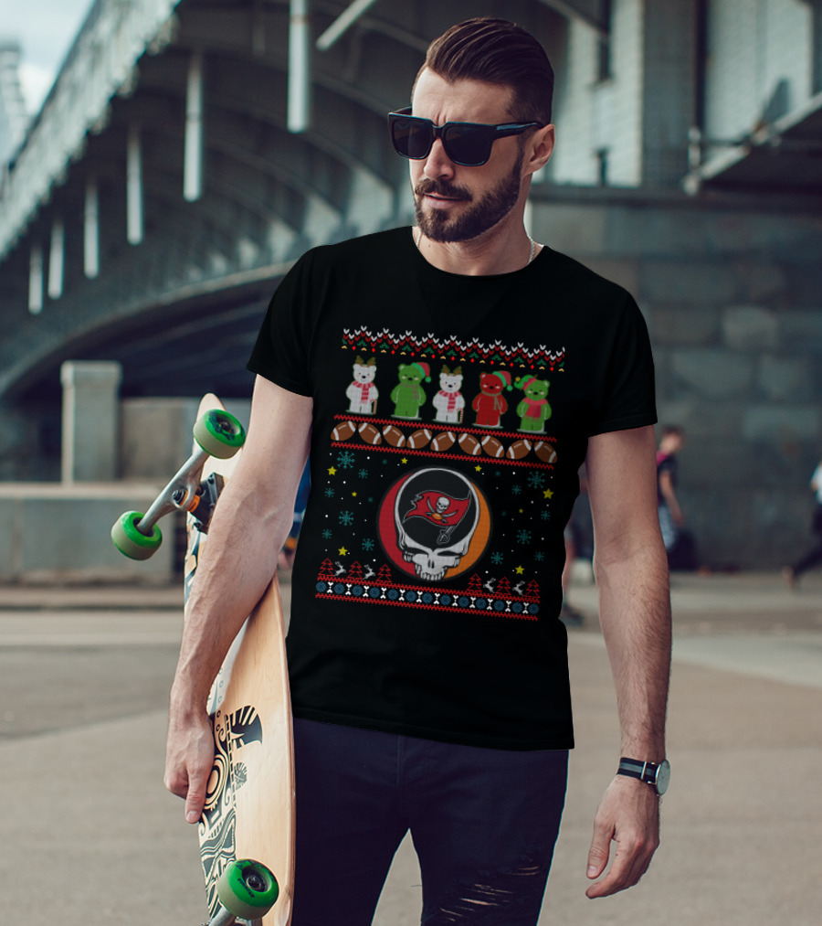 Tampa Bay Buccaneers Grateful Dead Bears Christmas Ugly T-Shirt