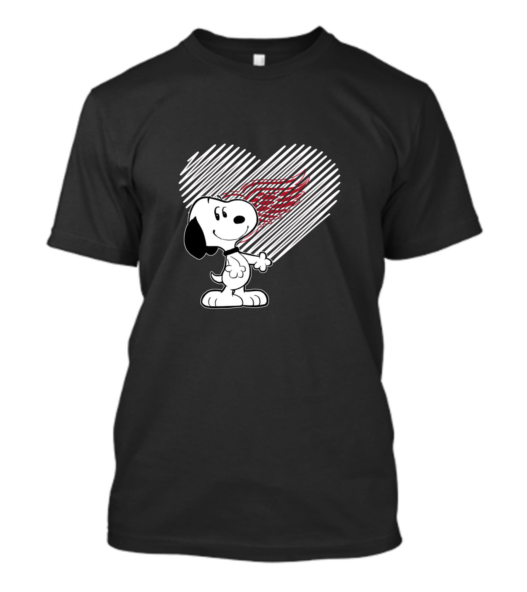 Snoopy Heart Detroit Red Wings Fan Art With Winged T-Shirt