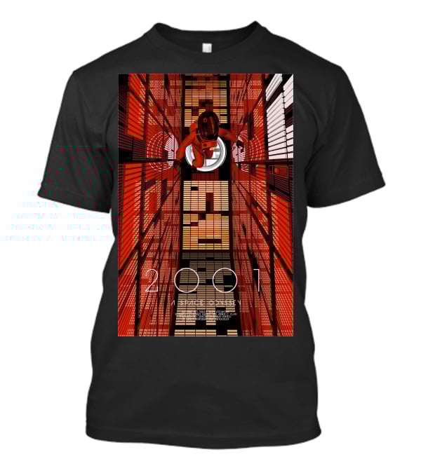 Futuristic Space Exploration In Red Hallway - 2001: A Space Odyssey T-Shirt