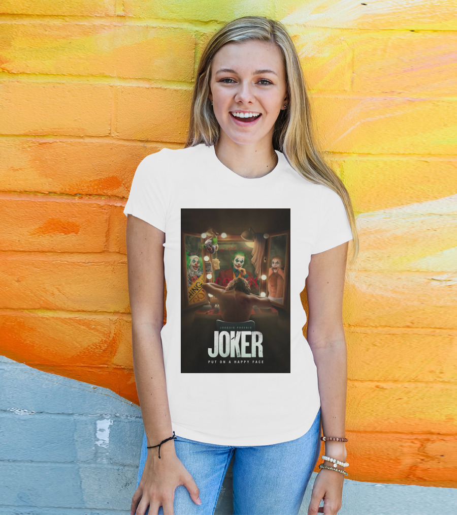 Joaquin Phoenix Joker Put On A Happy Face Mirror Reflection T-Shirt