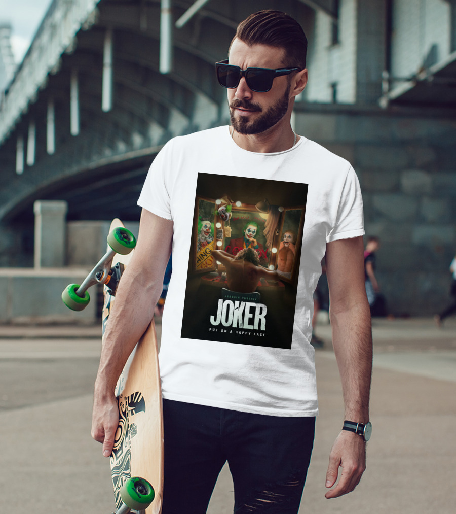 Joaquin Phoenix Joker Put On A Happy Face Mirror Reflection T-Shirt