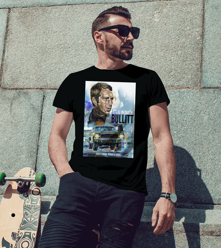 Steve Mcqueen Bullitt Robert Vaughn Jacqueline Bisset Technicolor Movie T-Shirt