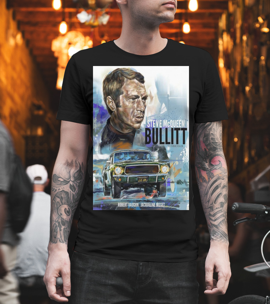 Steve Mcqueen Bullitt Robert Vaughn Jacqueline Bisset Technicolor Movie T-Shirt