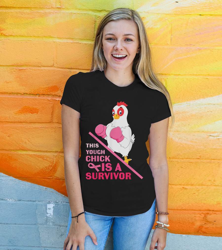 This Tough Chick Is A Survivor Breast Cancer Pink T-Shirt