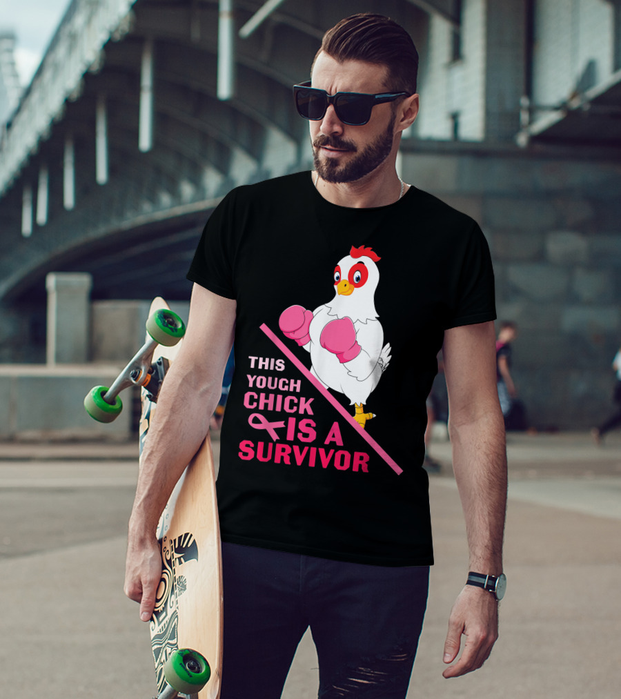 This Tough Chick Is A Survivor Breast Cancer Pink T-Shirt