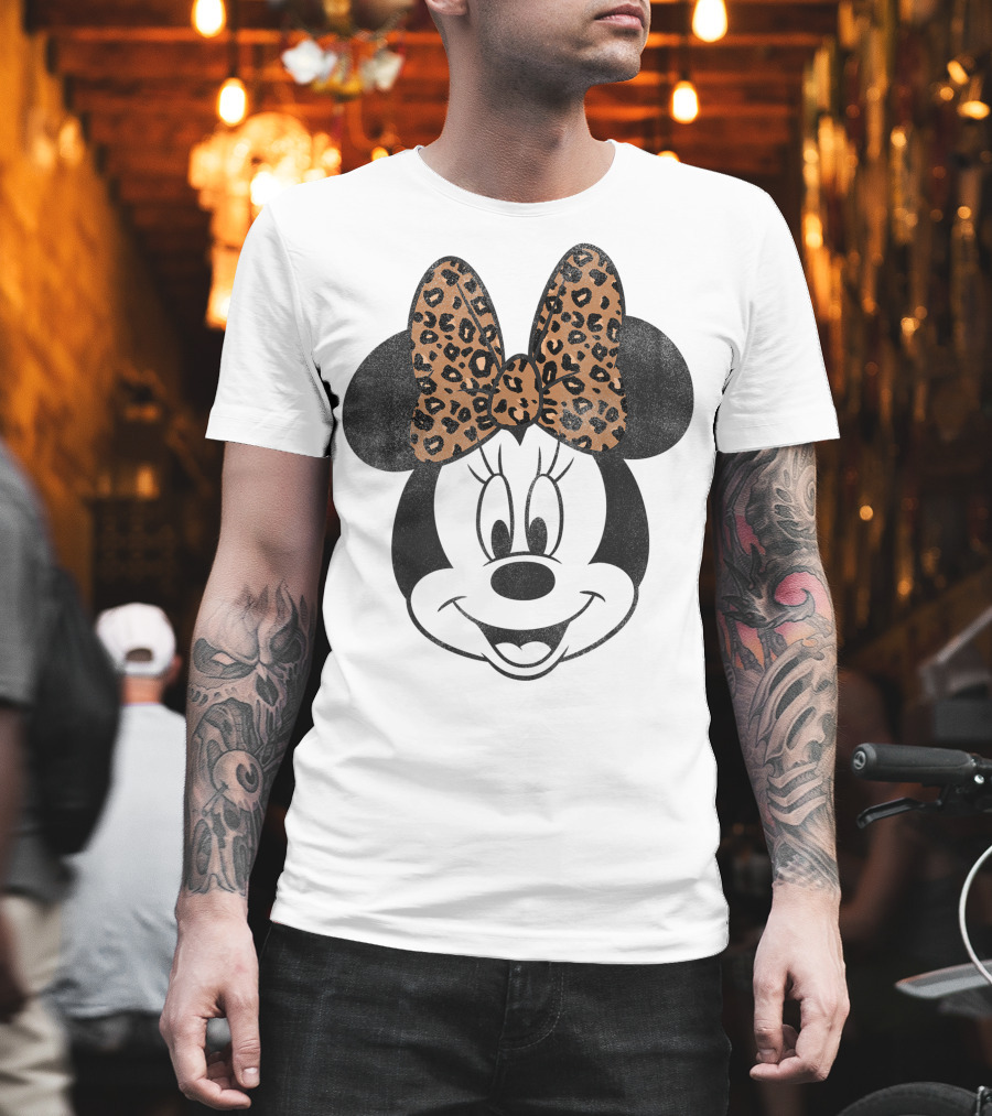 Minnie Mouse Leopard Print Bow Disney Mickey And Friends T-Shirt