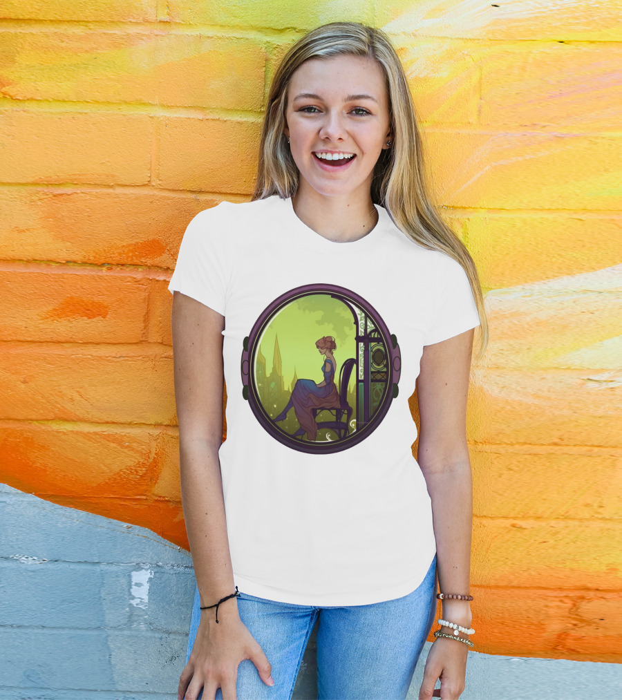 Thoughtful Rest In Tranquil Art Nouveau Serenity T-Shirt