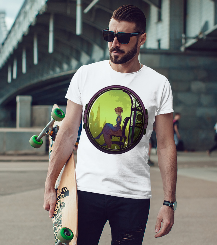 Thoughtful Rest In Tranquil Art Nouveau Serenity T-Shirt
