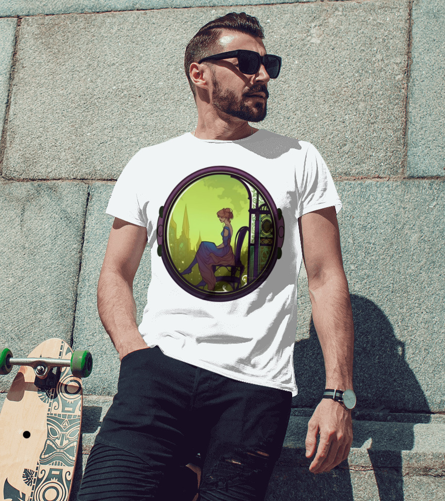 Thoughtful Rest In Tranquil Art Nouveau Serenity T-Shirt