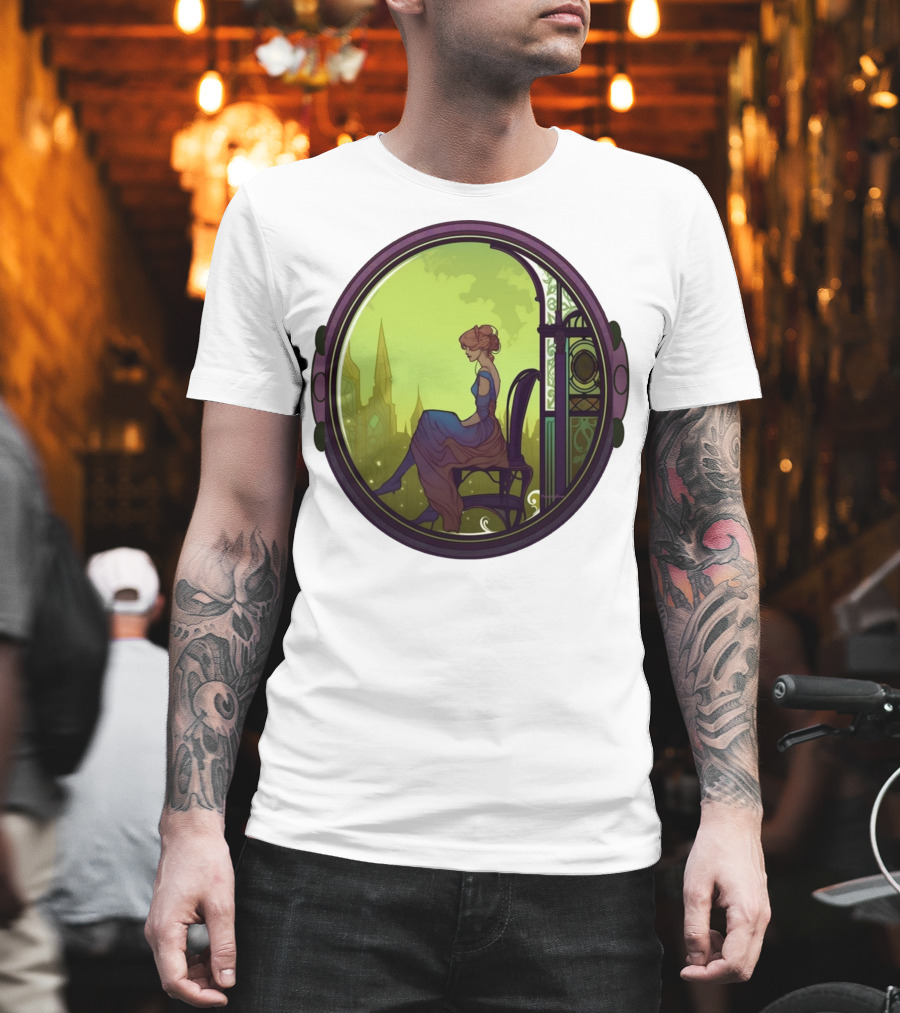 Thoughtful Rest In Tranquil Art Nouveau Serenity T-Shirt