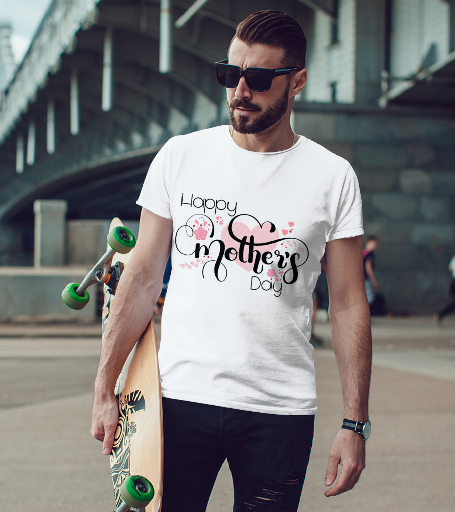 Happy Mother's Day Hearts And Flowers T-Shirt