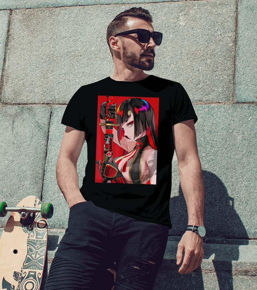Anime Girl Japanese Aesthetic Katana Warrior Otaku T-Shirt