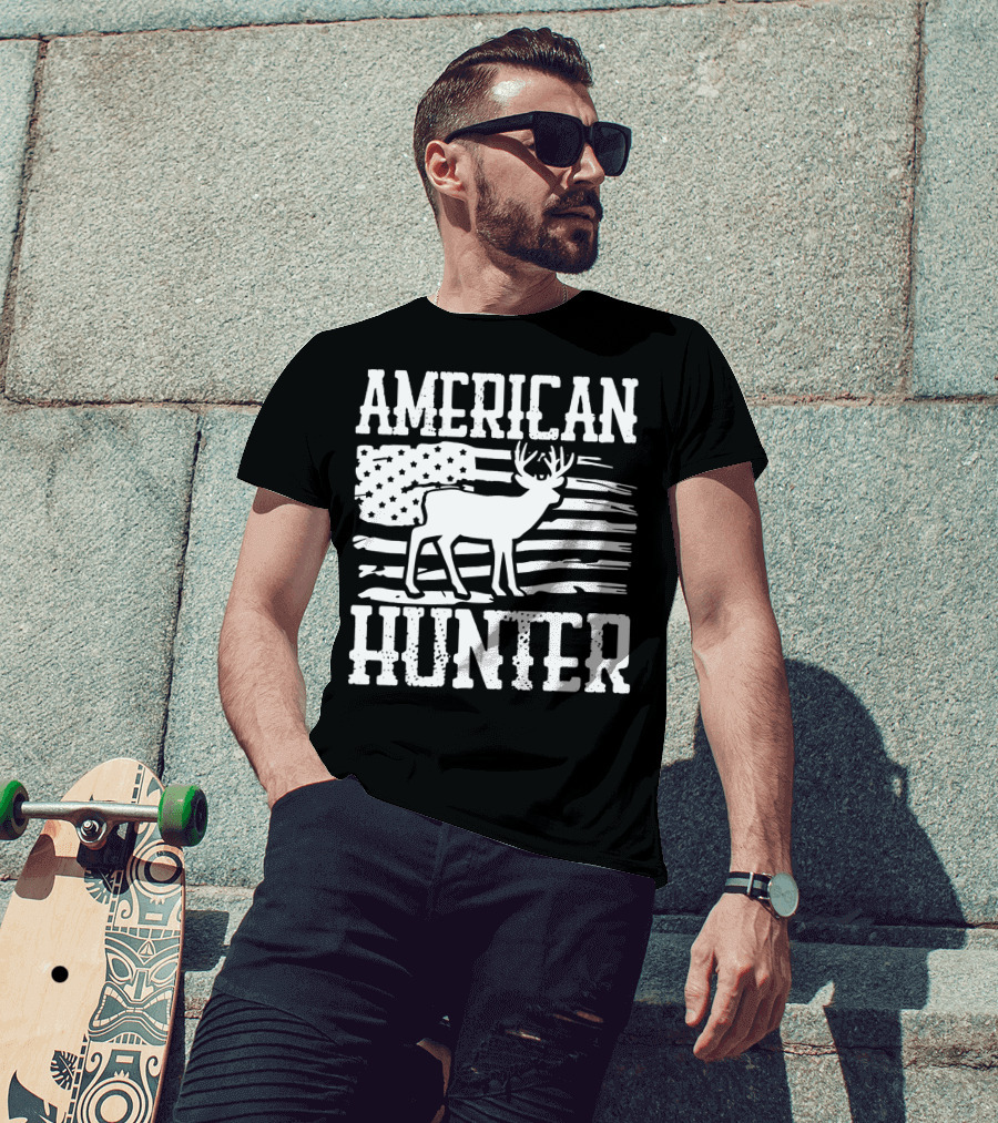 American Flag American Hunter Patriot Party Decor Usa T-Shirt