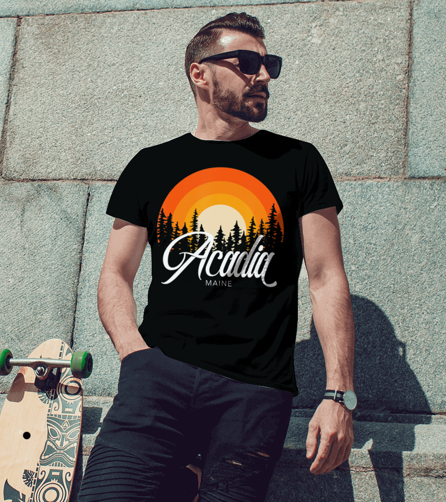 Acadia Maine Sunset Forest Adventure In National Park T-Shirt