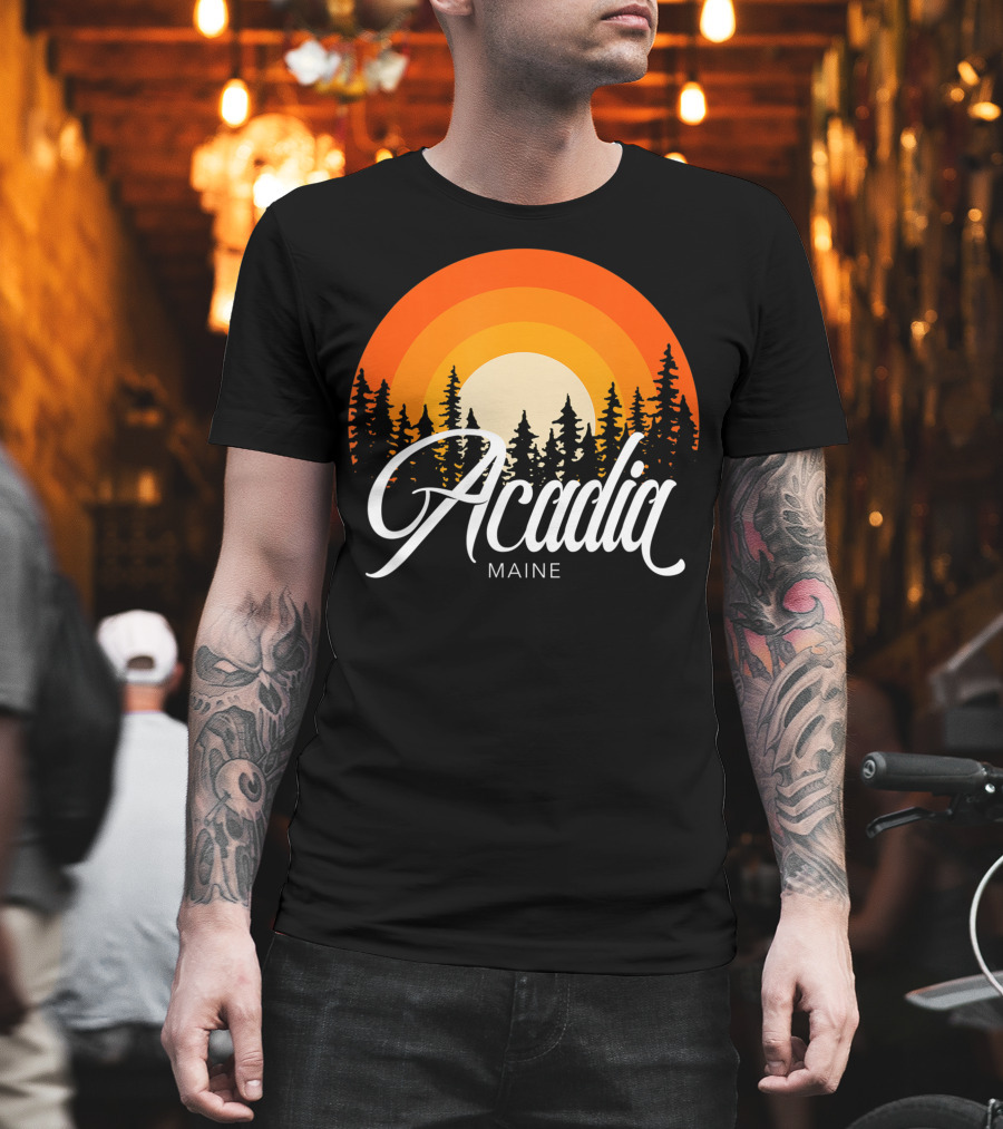 Acadia Maine Sunset Forest Adventure in National Park T-Shirt