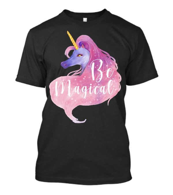 Be Magical Cute Unicorn Watercolor Pink Purple T-Shirt