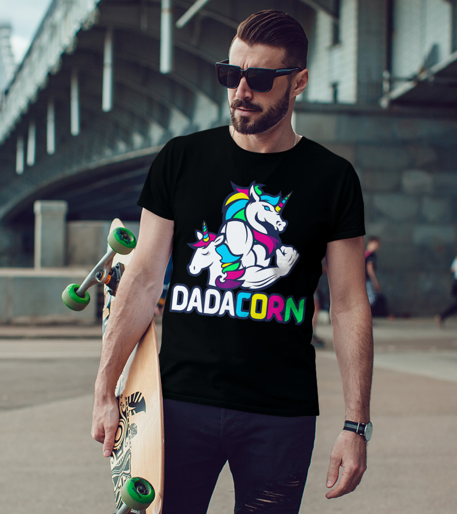 Dadacorn Unicorn Dad Muscle Rainbow Magic T-Shirt