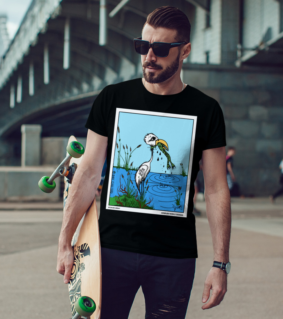 Dont Give Up Frog Bird Inspirational Cartoon By Airbrush World T-Shirt