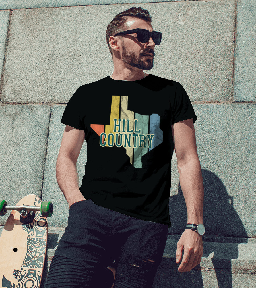 Hill Country Texas State Map Retro T-Shirt