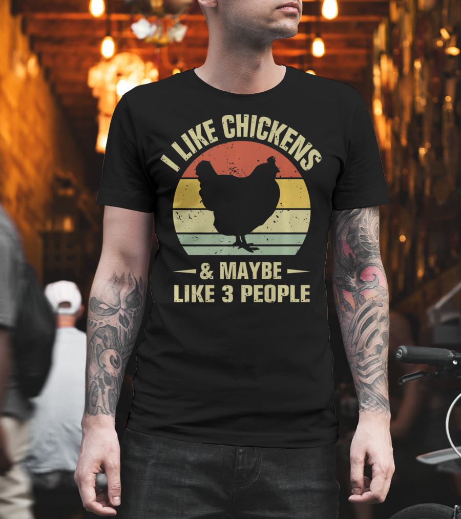 I Like Chickens And Maybe Like 3 People Vintage Chicken T-Shirt