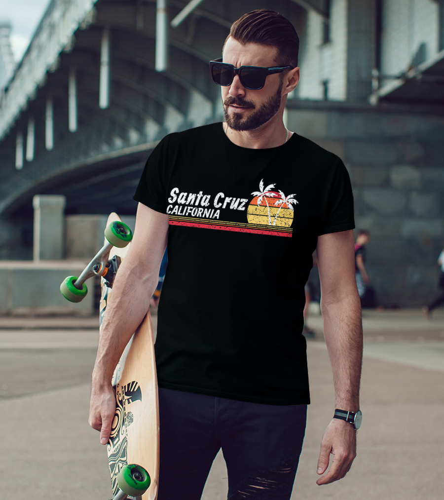 Santa Cruz California Palm Trees Vintage Sunset T-Shirt